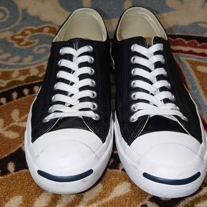 Converse jack purcell black leather men's 7.5 women's 9